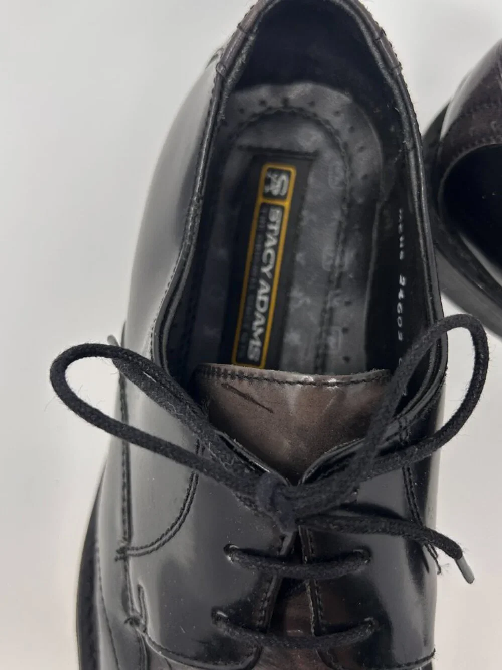 Stacy Adams Men's 9M Black Leather Apron Toe Derby Dress Shoes Square Toe